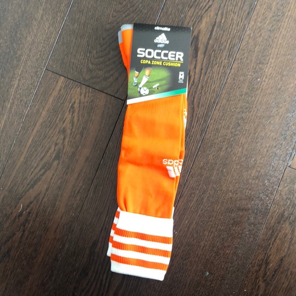 orange adidas soccer socks